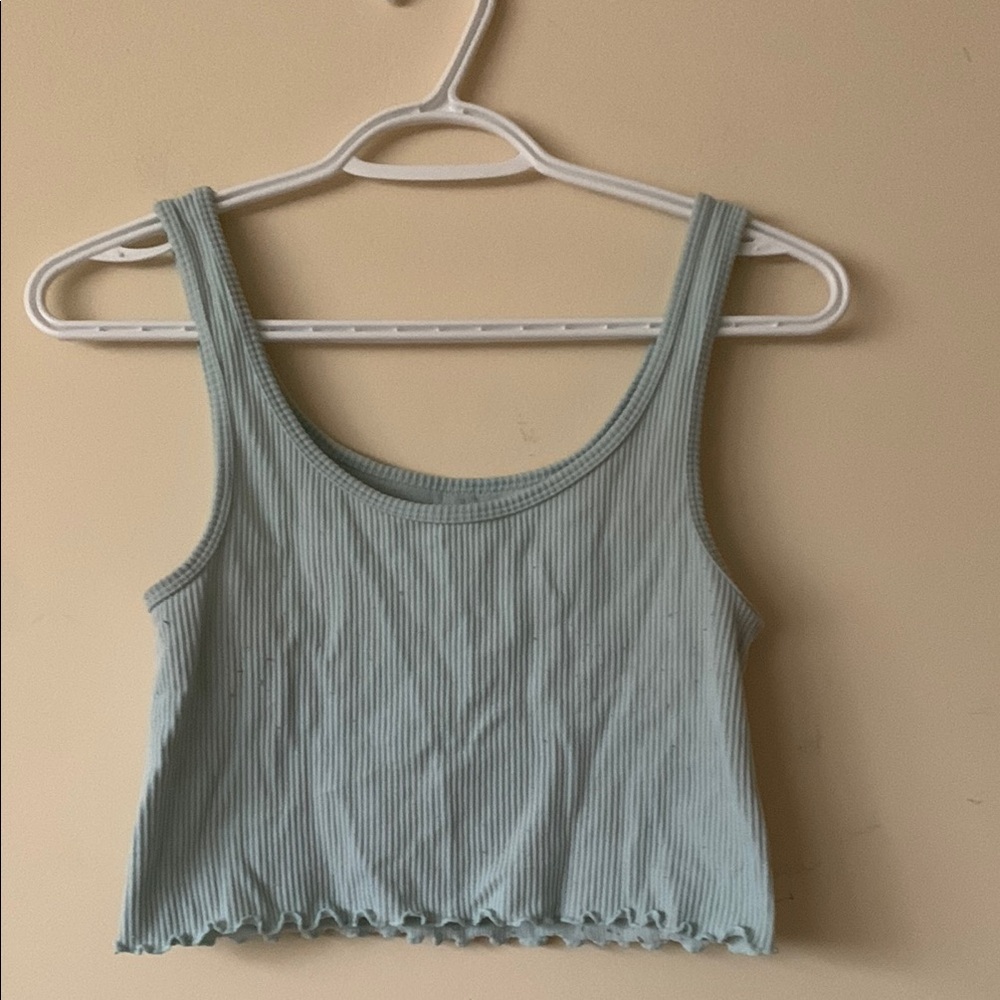 Aeropostale Green Sleeveless Fitted Crop Tank Top